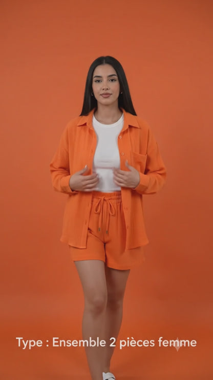 Ensemble 2 Pièces Chemise et Short Femme